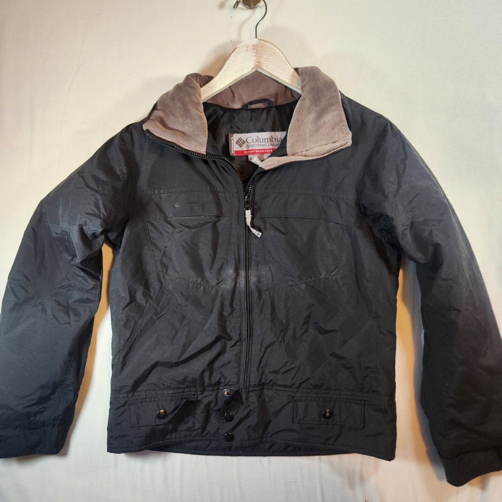 Y2k Columbia Convert Snowboard Jacket Womens Small Black Fleece Lined coat